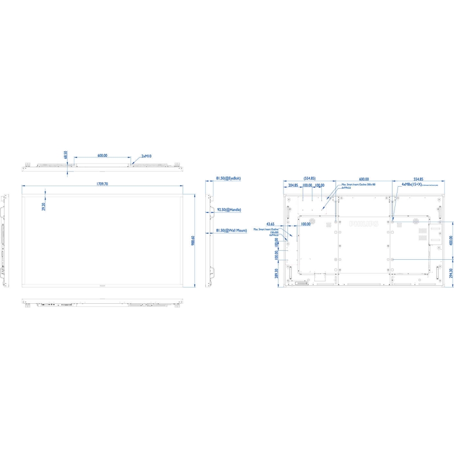 75"-Multi-Touch-Display mit OPS-Schacht und Vierfachansicht