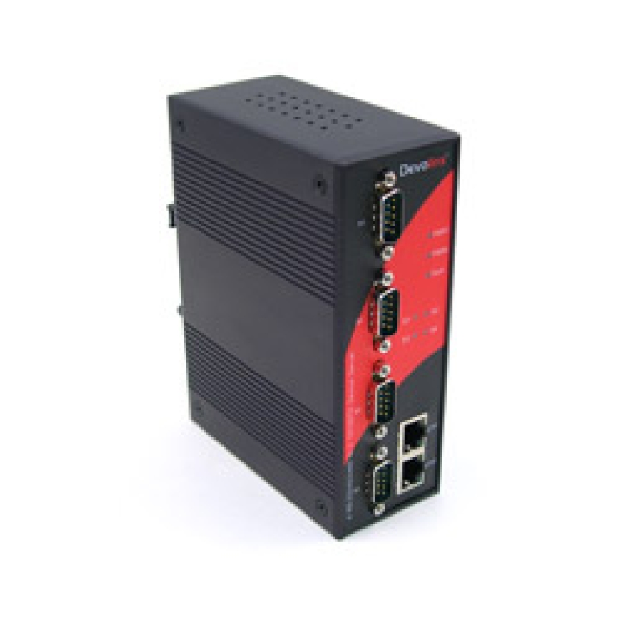 Industrial 4-port RS232/422/485 to 2-port 10/100TX Device Server with one PoE Port 