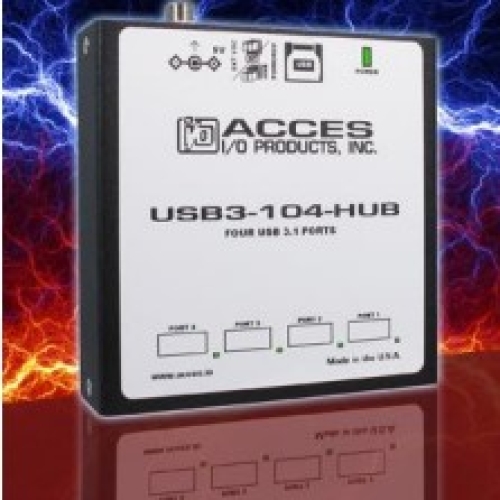 Access I/O USB3C-104-HUB five-port USB 3.1 Type C & Type A Industrial USB Hub