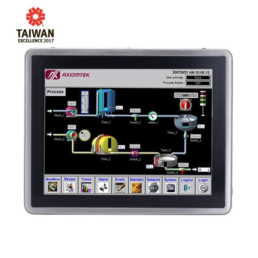 Axiomtek GOT812L(H)-880 12.1" IP66 & IP69K-zertifizierter lüfterloser Edelstahl-PC