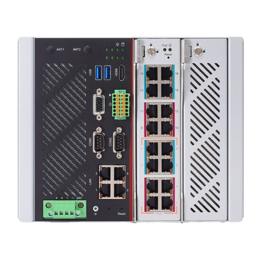 Axiomtek iNA600 Intel Xeon Ordinateur réseau industriel sur rail DIN avec 20x LAN(8xPoE)