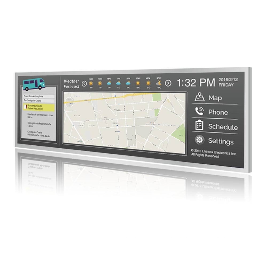 Litemax SSH1393-A Kit d'affichage LCD étiré de 13,9 pouces (1280x398) 600 NIT