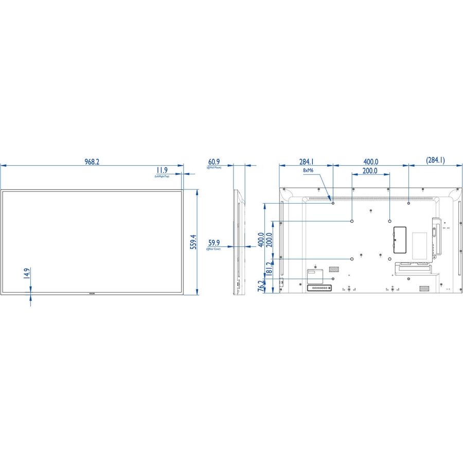 moniteur de signalisation LCD Full HD de 43 pouces