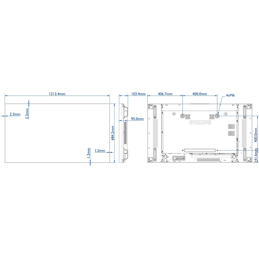 55" HD-Videowanddisplay mit OPS-Steckplatz (700 NITS)