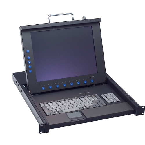 AX69158 1U 15" LCD Rackmount Monitor & Keyboard/Touchpad with Integrated 8-port KVM