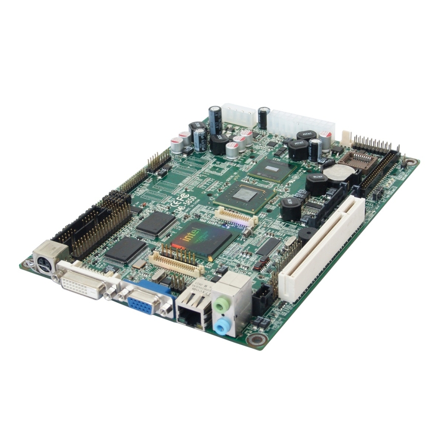 EMB-5850 5,25" EBX Intel Atom N270 1,6GHz SBC mit PCI & Mini-PCIe (Schrägansicht)