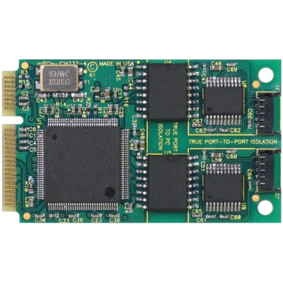 4-Port Isolated RS-485 PCI Express Mini Card with Wide Operating Temperature