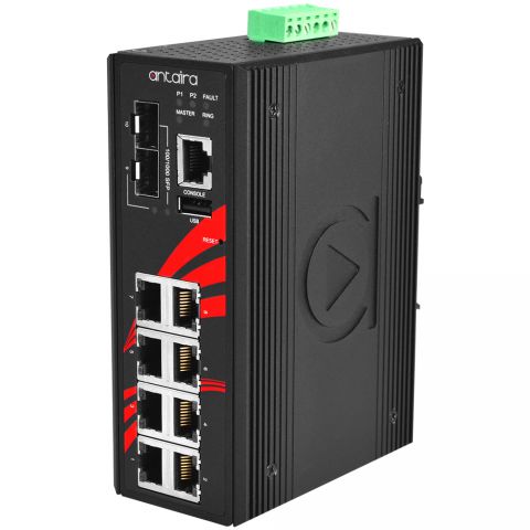 10 Port PoE+ Managed Ethernet Switch 8 x PoE plus 2 x SFP Ext Temp
