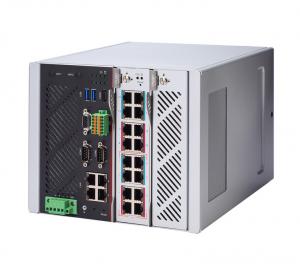 Axiomtek iNA600 Intel Xeon DIN-rail Industrial Network Computer w 20x LAN(8xPoE)